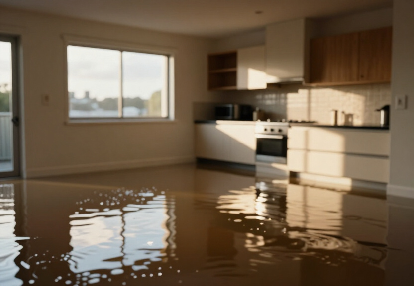 Flooded basement in Cartwright before drying